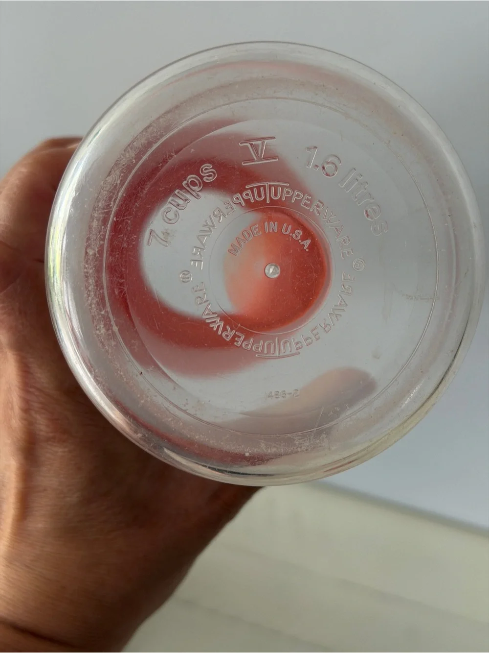 Vintage Tupperware[#1486-2] Clear Acrylic Push & Seal Canister|Harvest Orange|